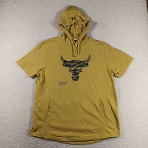 Under Armour Hoodie Mens XL Yellow Project Rock Bull Head Short Sleeve Gym